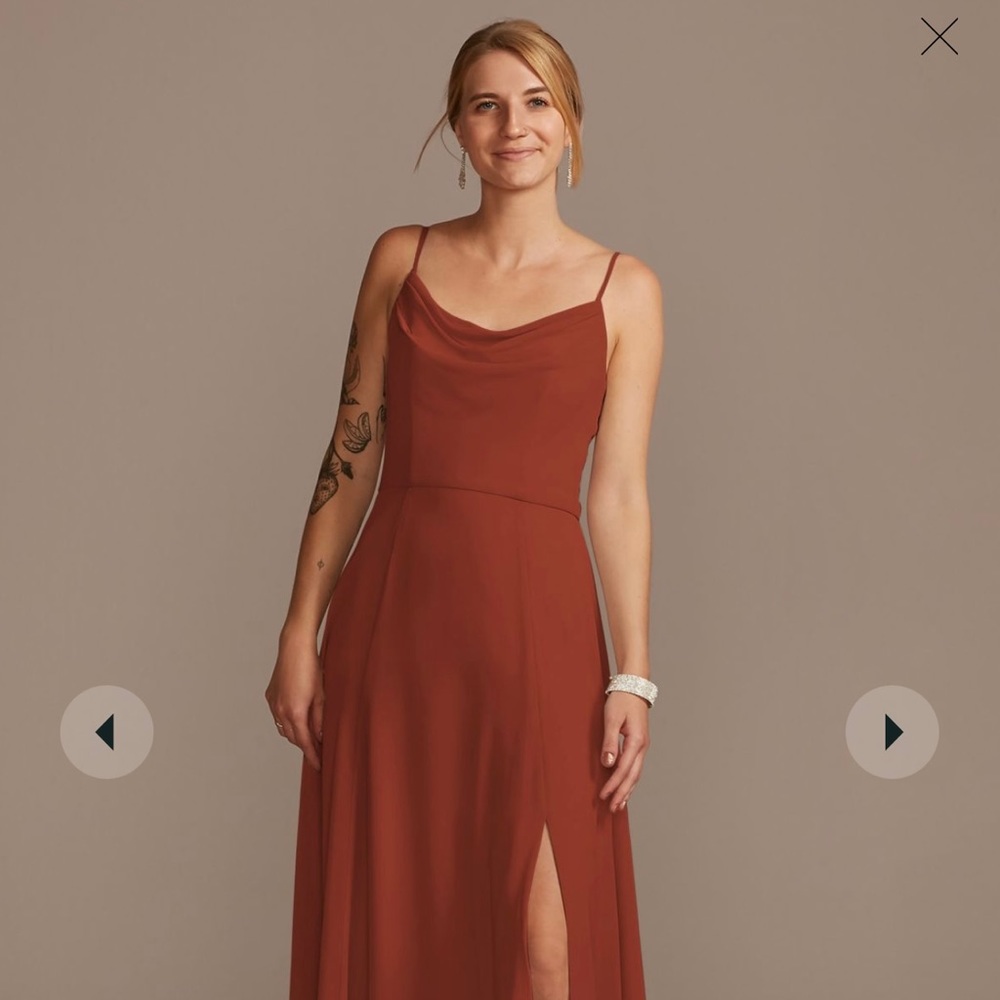 Davids Bridal Celebrate DB Studio Cowl Neck Chiffon Bridesmaid Dress
